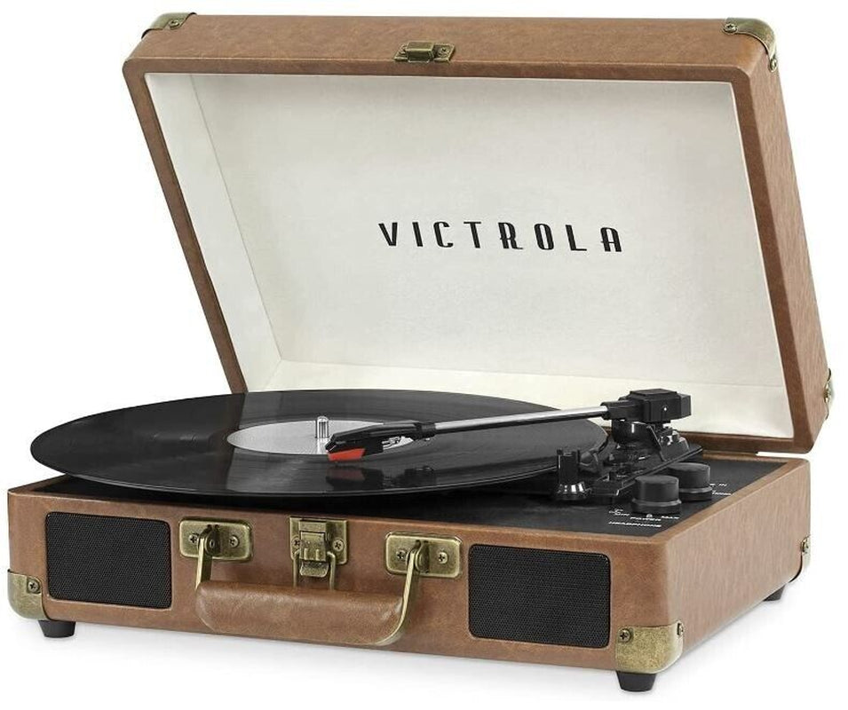 Brown Portable Suitcase Record Player Bluetooth Vinyl Record Player Suitcase New