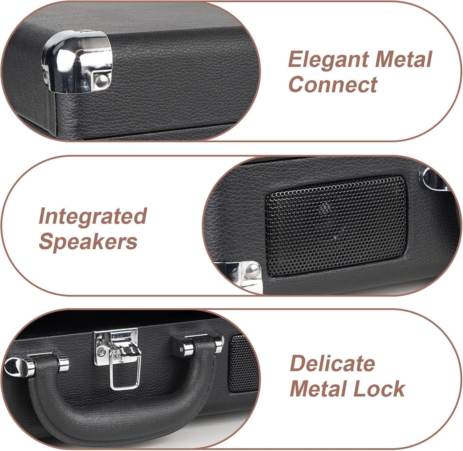 Vinyl Record Player, Bluetooth Turntable 3-Speed Suitcase with Built-In Speakers